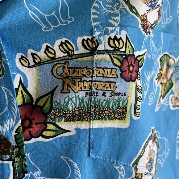 Hilo Hattie Shirt Womens Large Hawaiian Camp Cat Dog Pet Print Coconut Buttons - Picture 5 of 9